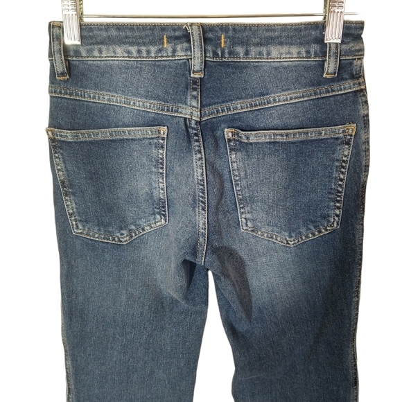Free People low rise raw hem boot cut flare cropped denim blue jeans pants - Picture 4 of 7